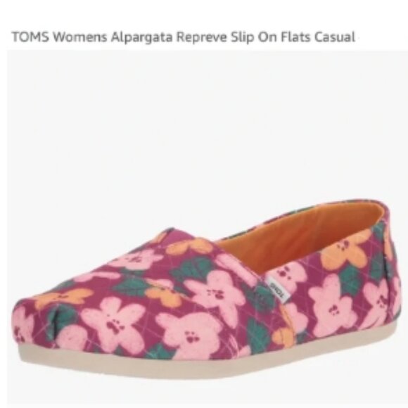 TOMS Alpargata Fuchsia Blooms Quilted Slip On Shoes 10 BNWT 🆕📦⌚🏃🏻💨⚡🚚 - Picture 5 of 15